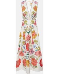 FARM Rio - Floral Insects Printed Linen Midi Dress - Lyst