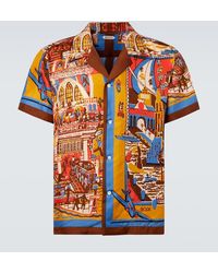 Bode - Manhattan Island Printed Silk Bowling Shirt - Lyst