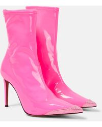 Alexandre Vauthier - Crystal-embellished Faux Leather Ankle Boots - Lyst