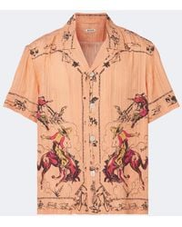 Bode - Bronco Printed Silk Baseball Shirt - Lyst