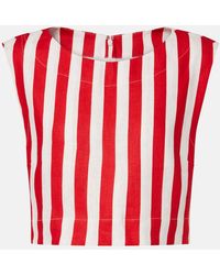 Posse - Martina Striped Linen Crop Top - Lyst
