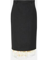 Balenciaga - Lingerie Lace-trimmed Wool Pencil Skirt - Lyst