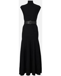 Alaïa - Belted Wool Maxi Dress - Lyst