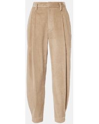Brunello Cucinelli - High-Rise Cotton Cropped Pants - Lyst