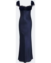 Rodarte - Lace-Trimmed Silk Satin Maxi Dress - Lyst