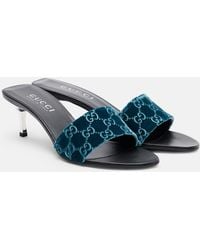 Gucci - Gg Velvet Mules - Lyst