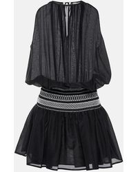 Tory Burch - Smocked Cotton And Silk Minidress - Lyst