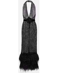Dolce & Gabbana - Feather-Trimmed Sequined Sheer Gown - Lyst