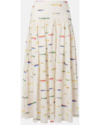 STAUD - Procida Printed Linen Maxi Skirt - Lyst