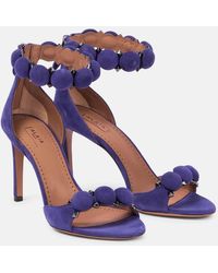 Alaïa - Alaia La Bombe 90 Suede Sandals - Lyst