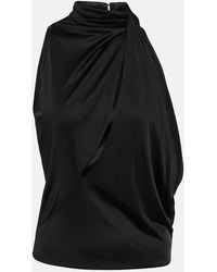 Versace - Top De Saten Con Cuello Alto - Lyst