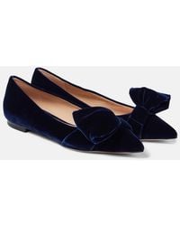Gianvito Rossi - Bow-Detail Velvet Ballet Flats - Lyst
