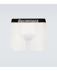 Balenciaga Boxershorts aus Baumwoll-Jersey mit Logo - Weiß