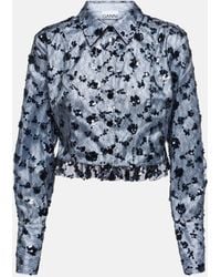 Ganni - Sequined Lace Cropped Shirt - Lyst