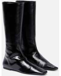 The Row - Bette Square-toe Leather Knee-high Boots - Lyst