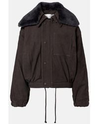 Victoria Beckham - Shearling-Trimmed Suede Blouson Jacket - Lyst