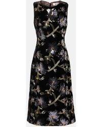 Diane von Furstenberg - Coral Sequined Floral Midi Dress - Lyst