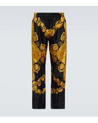 Versace Pantalones de pijama Barocco en sarga - Amarillo