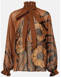 La DoubleJ - Cerere Floral Silk Chiffon Blouse - Lyst