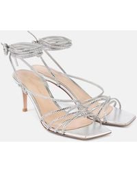 Gianvito Rossi - Sandalen 70 Aus Metallic-Leder Mit Kristallen - Lyst