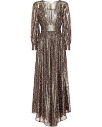 LoveShackFancy Maxikleid Cyrena aus Metallic-Seide - Grün