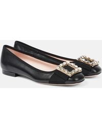 Roger Vivier - Tres Vivier Embellished Leather Ballet Flats - Lyst