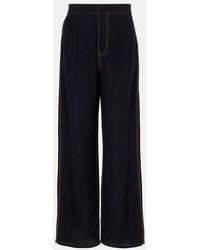 Alaïa - Tailored Wool-Blend Georgette Wide-Leg Pants - Lyst