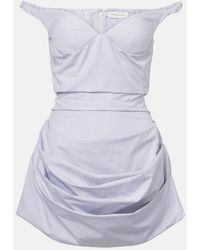 Magda Butrym - Striped Draped Cotton Poplin Bustier Dress - Lyst