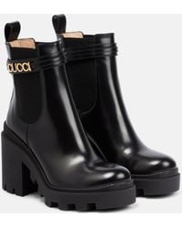Gucci - Logo Leather Chelsea Boots - Lyst