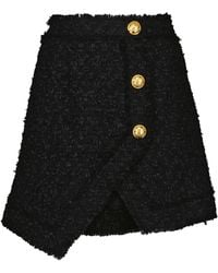 Balmain Embellished Tweed Miniskirt - Black