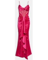 Rasario - Draped Corset Satin Gown - Lyst