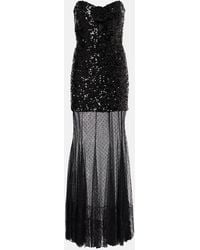 Rebecca Vallance - Diana Sequined Mesh-Trimmed Gown - Lyst