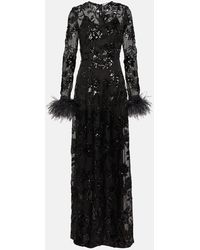 Erdem - Feather-embellished Sequinned Silk-organza Gown - Lyst