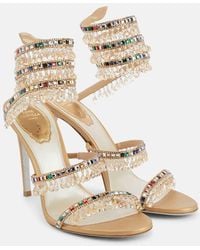 Rene Caovilla - Chandelier Embellished Satin Sandals - Lyst