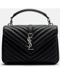Saint Laurent - College Medium Chain Quilted Textured-leather Shoulder Bag - Lyst