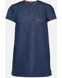Gucci - Denim Cotton Short Dress - Lyst