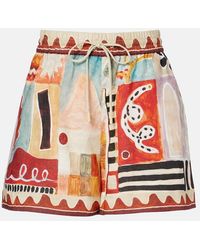 ALÉMAIS - X Lrnce Michelle Printed Linen Bermuda Shorts - Lyst