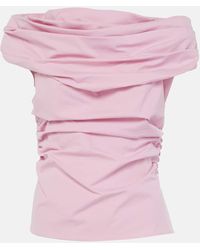 Magda Butrym - Draped Cotton-Blend Top - Lyst