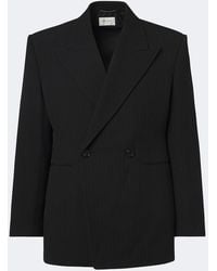 Saint Laurent - Striped Wool-Blend Grain De Poudre Blazer - Lyst