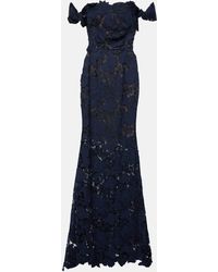 Oscar de la Renta - Floral Off-shoulder Guipure Lace Gown - Lyst