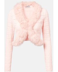 Self-Portrait - Cardigan Aus Strick Mit Faux Fur - Lyst