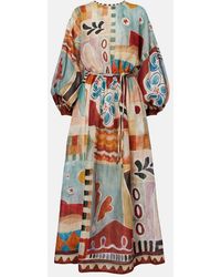 ALÉMAIS - X Lrnce Michelle Printed Ramie Midi Dress - Lyst