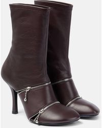 Burberry - Peep Leather Ankle Boots - Lyst