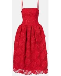 Self-Portrait - Vestido Midi De Encaje Sin Tirantes - Lyst