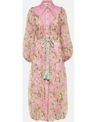 ALÉMAIS - Silk Floral Midi Dress - Lyst