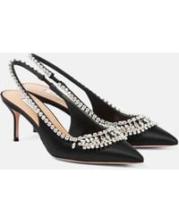 Aquazzura - Crystal Crush Satin Slingback Pumps - Lyst