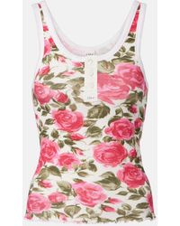 Chloé - Floral Ribbed Cotton-Blend Tank Top - Lyst