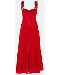 RIXO London - Evander Openwork Cotton Midi Dress - Lyst