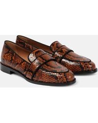 Aquazzura - Martin Snake-Effect Leather Loafers - Lyst