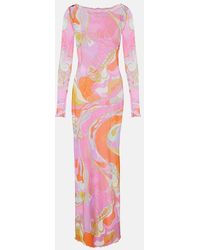 PUCCI - Orchidee Sheer Tulle Maxi Dress - Lyst